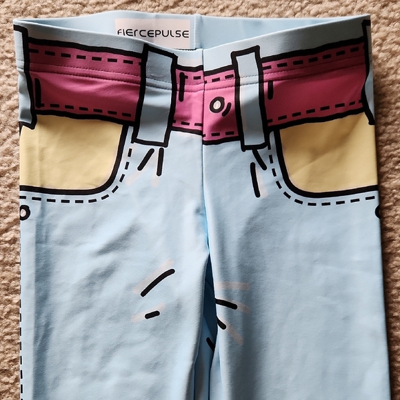 Cartoon Style Blue Leggings - Picture 4 of 8